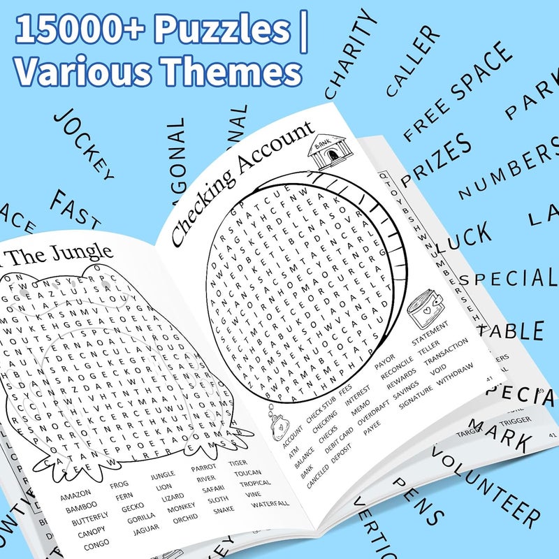 Kalysky 12 Pack Large Print Word Search Books for Adult, 15000+ Words Word Search Puzzle Books for Adults, Seniors and Teens, Brain Games Activity Book - Image 4